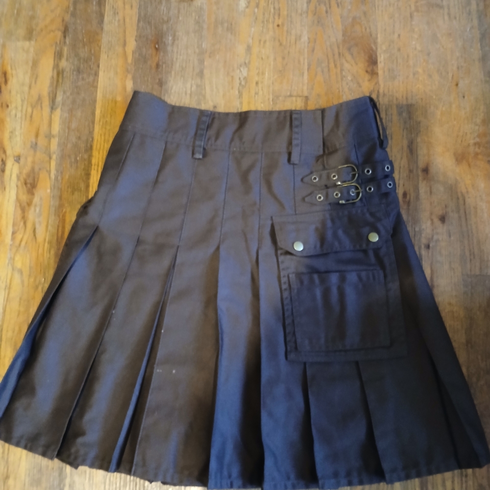 Men's Chocolate Brown Utility Kilt with Buckle Detail By UTK